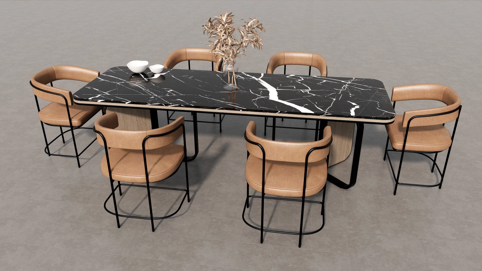7 Piece Luxury Dining Set sketchup model preview - SketchupBox