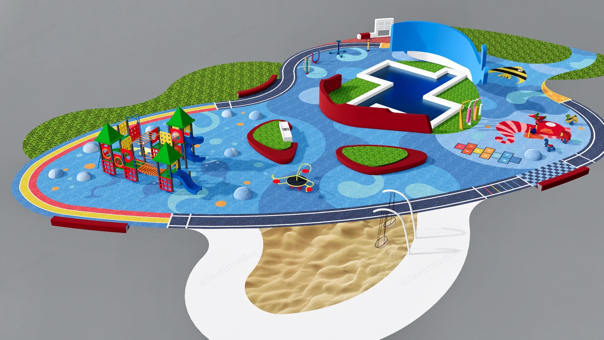 Preschool Playground Structures sketchup model preview - SketchupBox