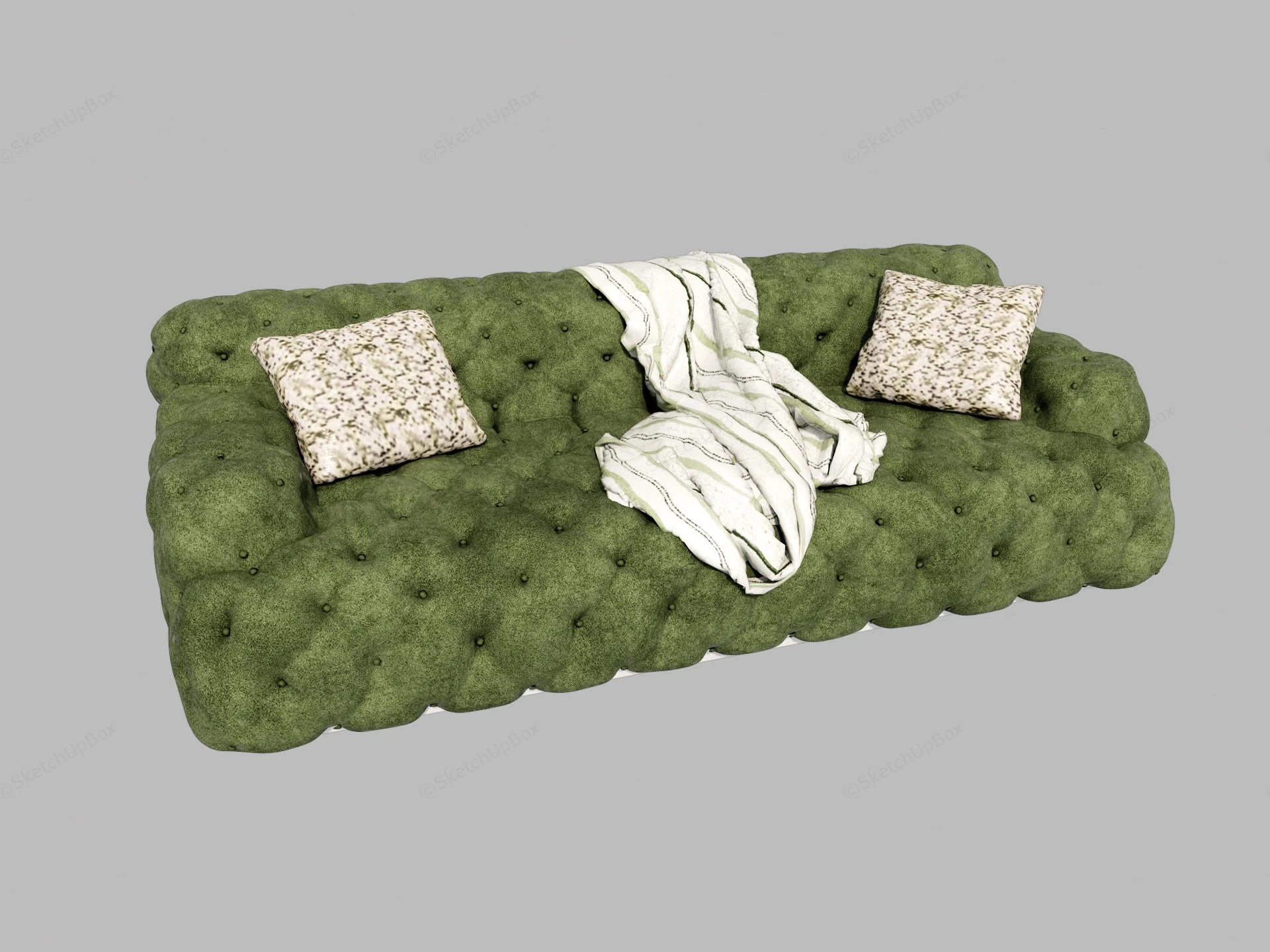 Olive Green Velvet Sofa sketchup model preview - SketchupBox