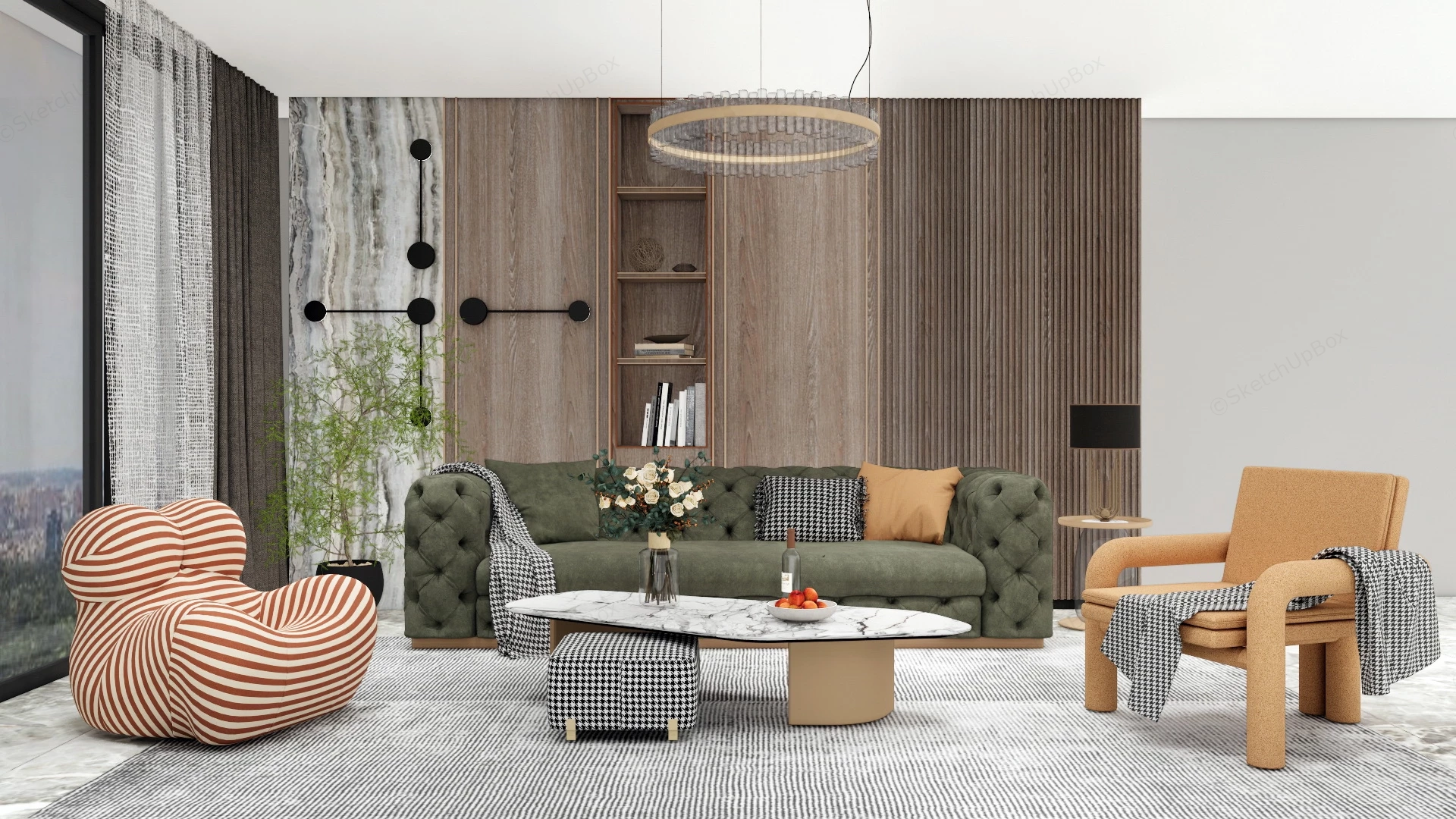 Modern Casual Living Room sketchup model preview - SketchupBox