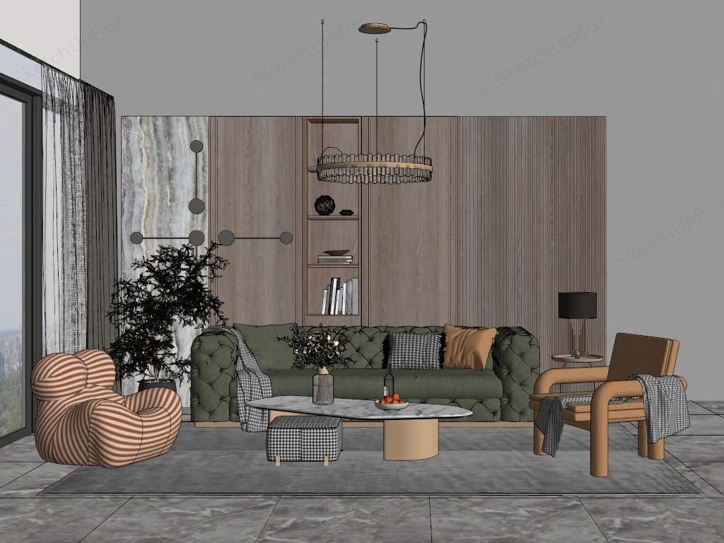 Modern Casual Living Room sketchup model preview - SketchupBox