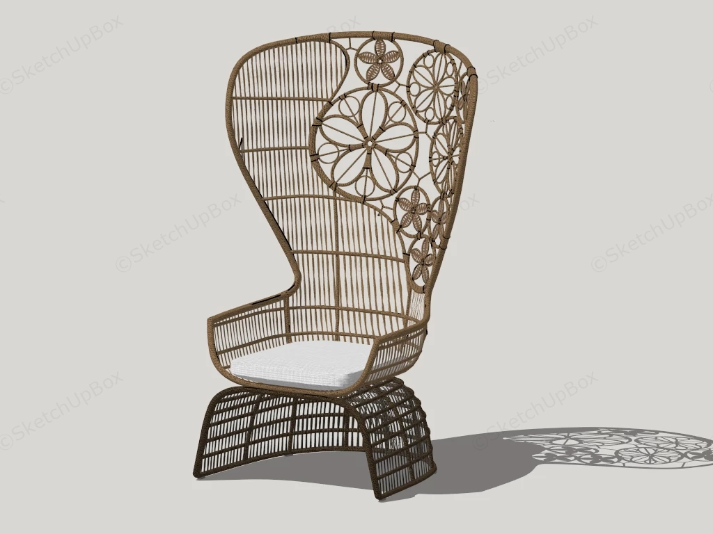 Rattan Wingback Accent Chair sketchup model preview - SketchupBox