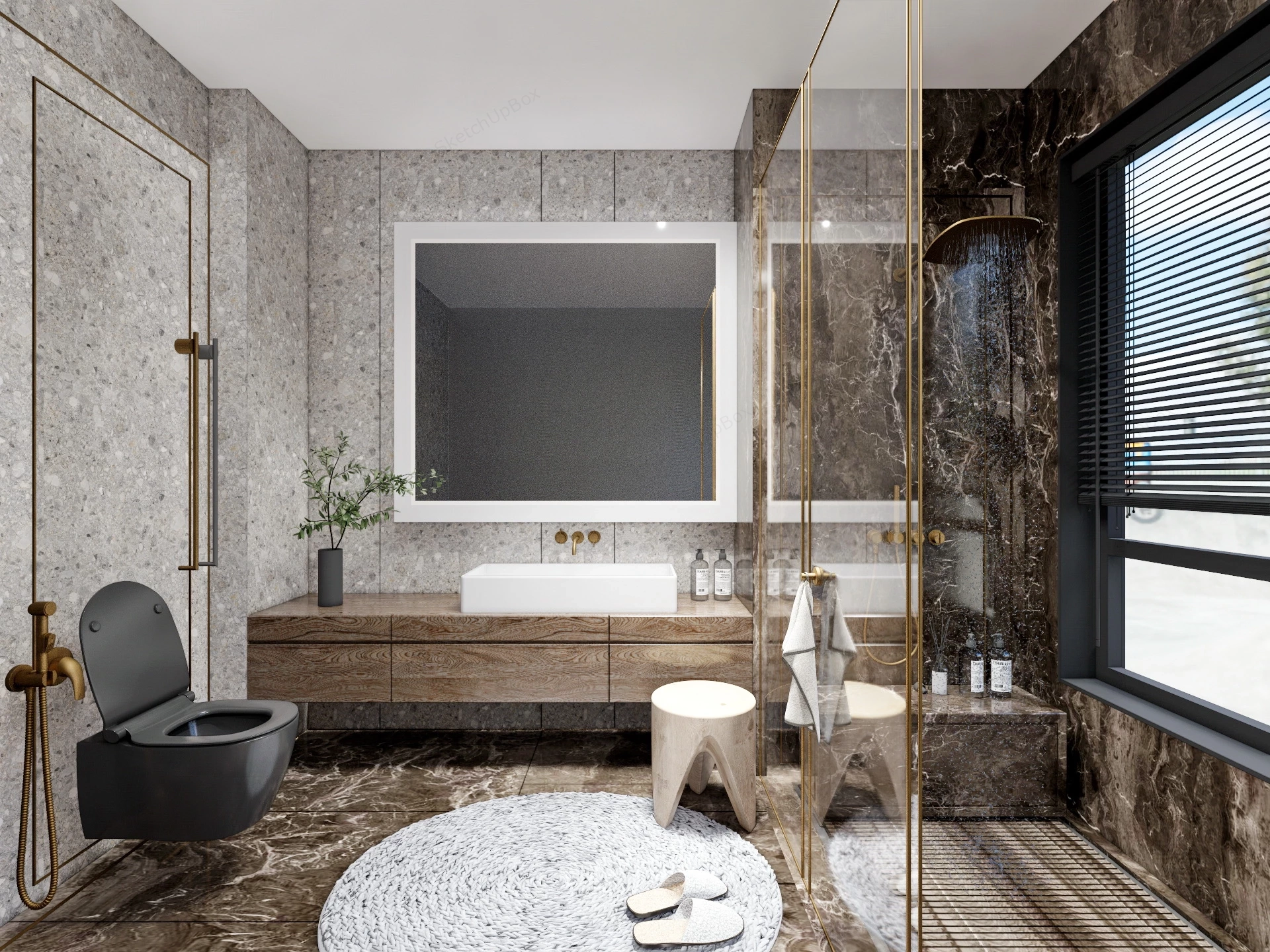 Brown Bathroom Design sketchup model preview - SketchupBox