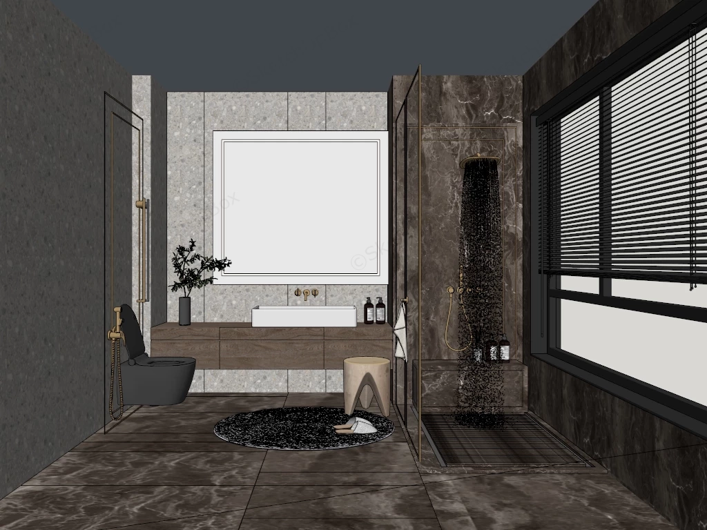 Brown Bathroom Design sketchup model preview - SketchupBox