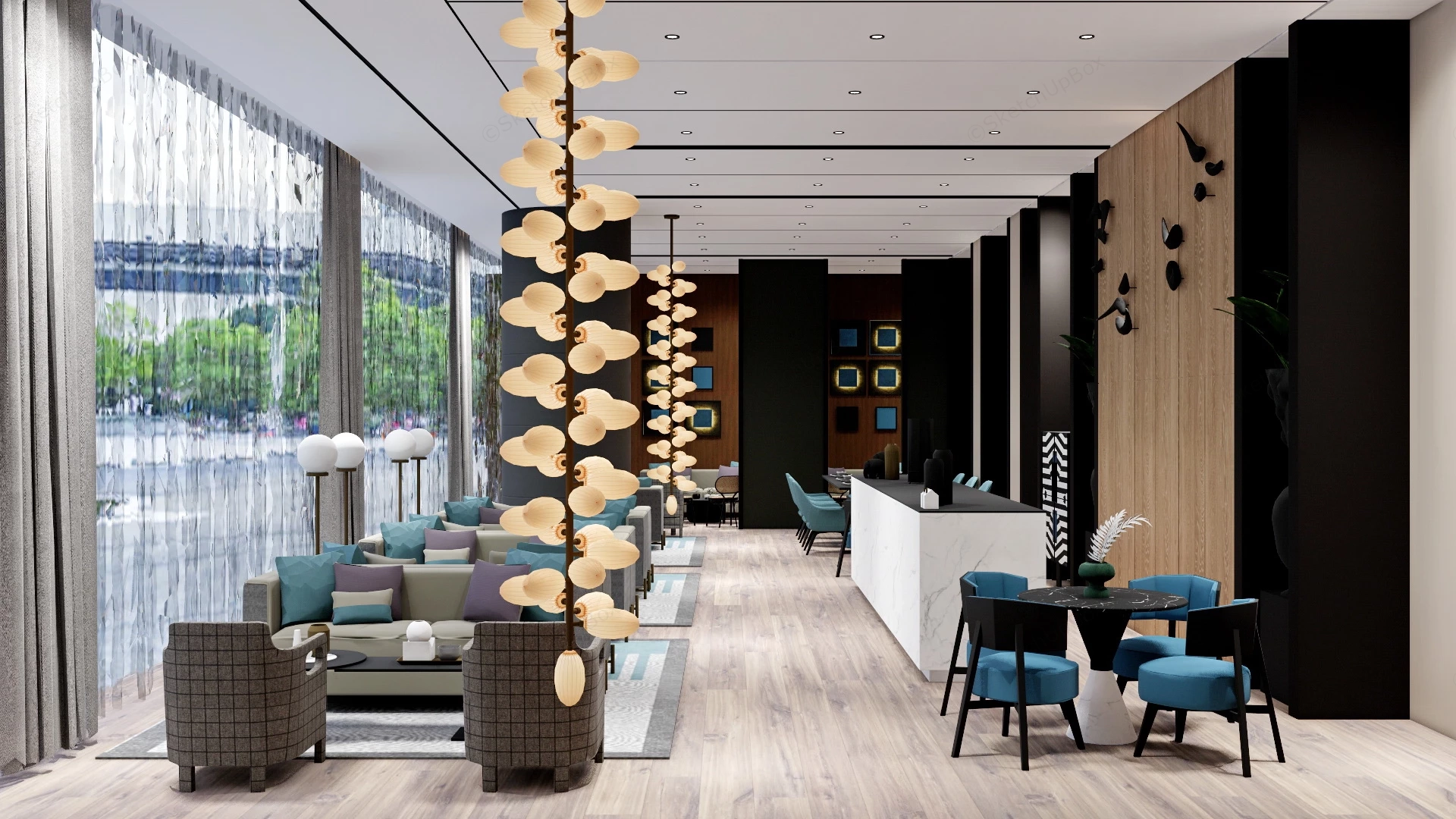 Elegant Coffee Shop sketchup model preview - SketchupBox