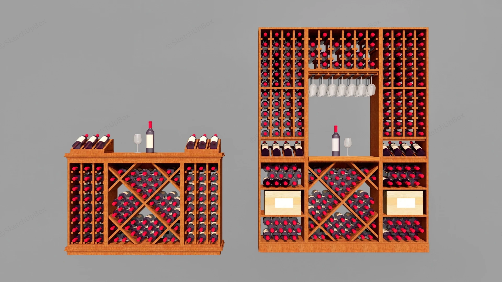 Wood Wine Racks sketchup model preview - SketchupBox