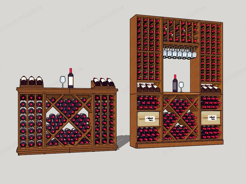 Wood Wine Racks sketchup model preview - SketchupBox