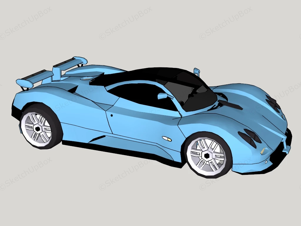 Baby Blue Supercar sketchup model preview - SketchupBox