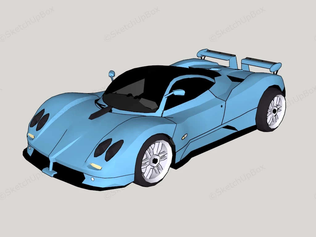Baby Blue Supercar sketchup model preview - SketchupBox