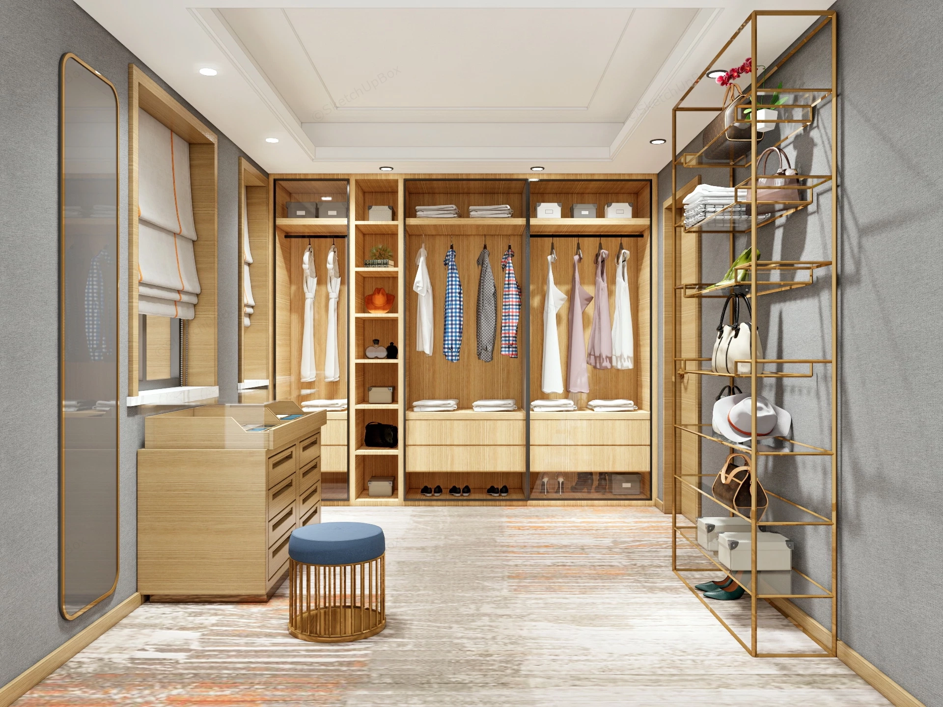 Organic Modern Dressing Room sketchup model preview - SketchupBox