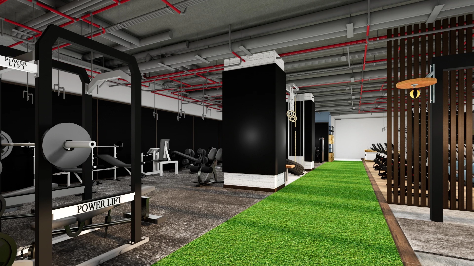 Industrial Gym Fitness Center sketchup model preview - SketchupBox