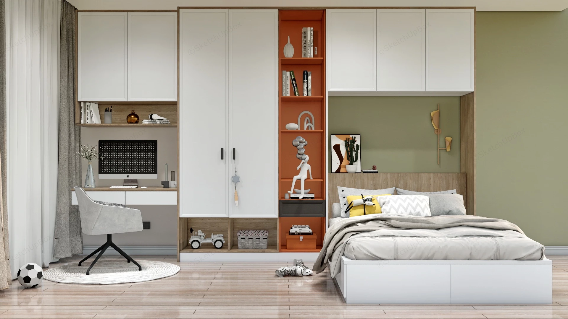 Teenage Boys Room Decorating Idea sketchup model preview - SketchupBox