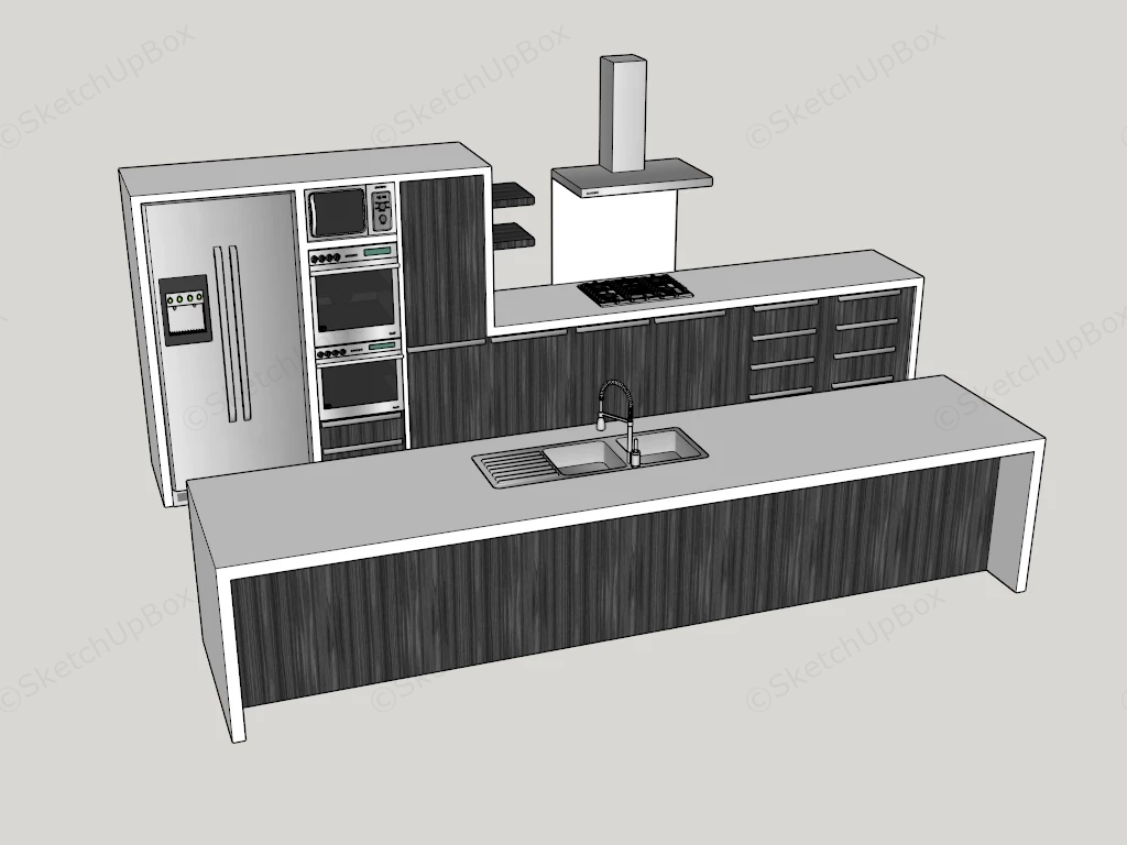 Spacious Kitchen Cabinet & Island sketchup model preview - SketchupBox