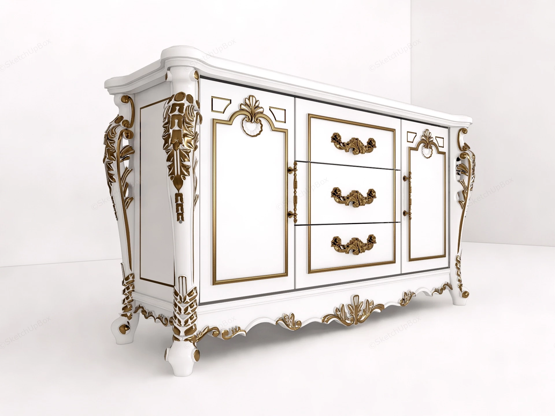 Classic White Sideboard sketchup model preview - SketchupBox