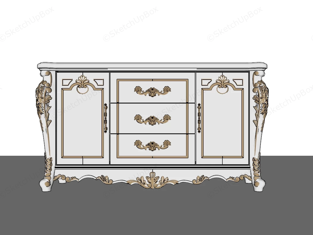 Classic White Sideboard sketchup model preview - SketchupBox