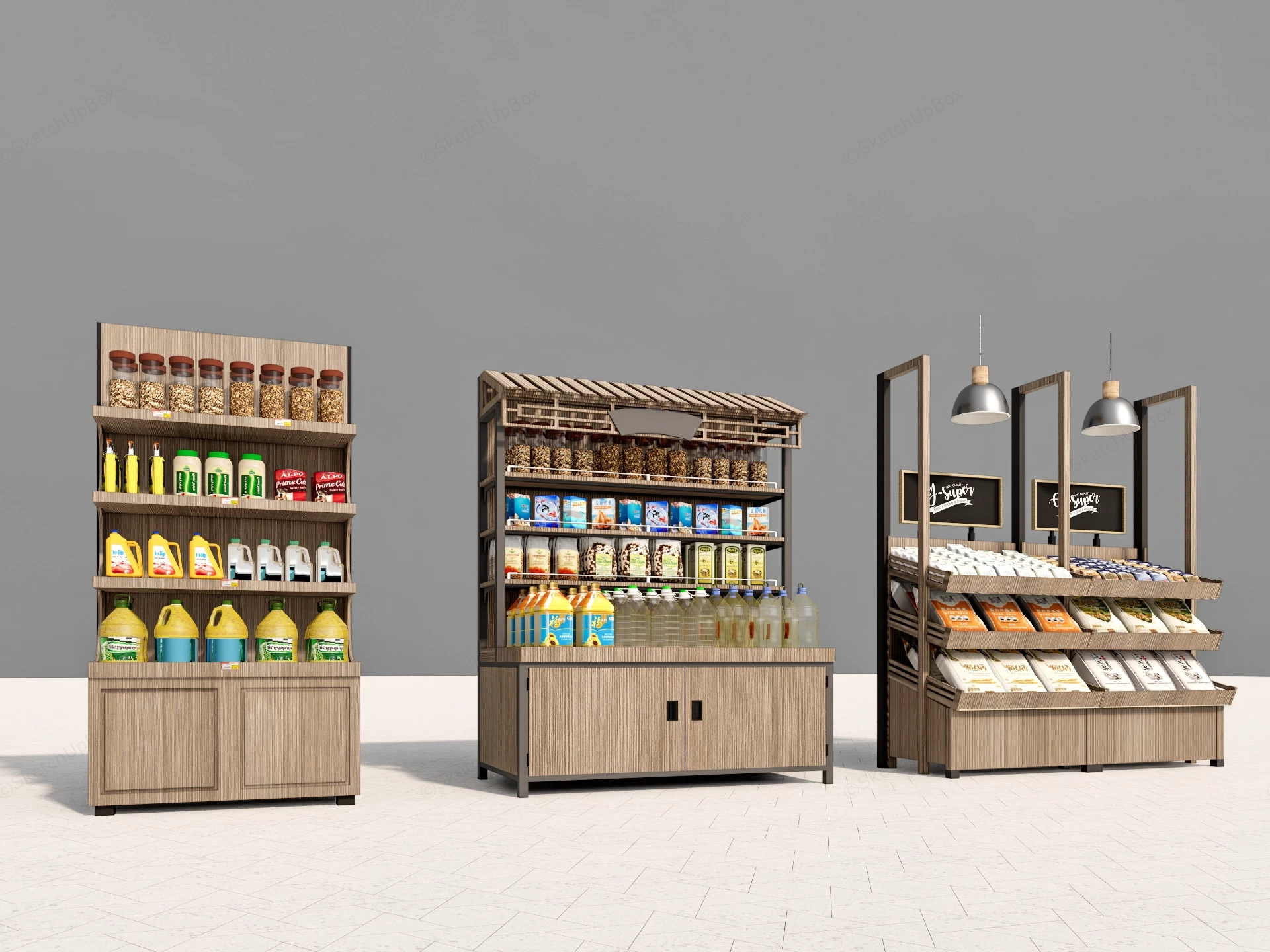 Supermarket Food Display Racks sketchup model preview - SketchupBox