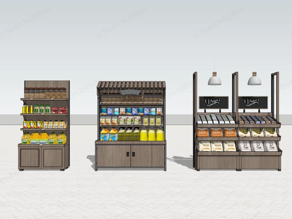Supermarket Food Display Racks sketchup model preview - SketchupBox