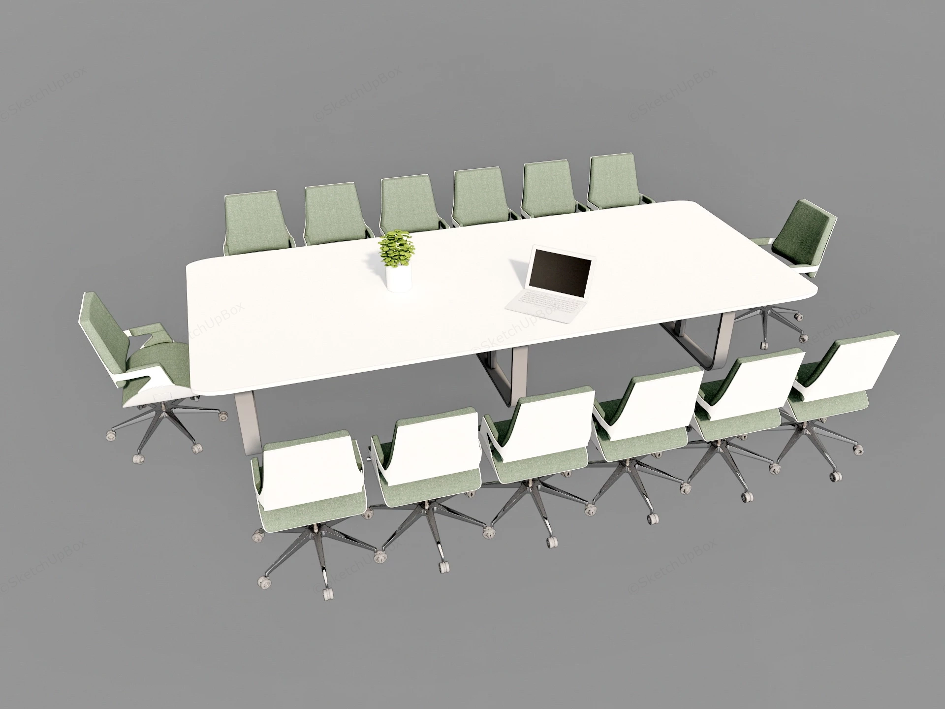Conference Table And Chairs Set sketchup model preview - SketchupBox