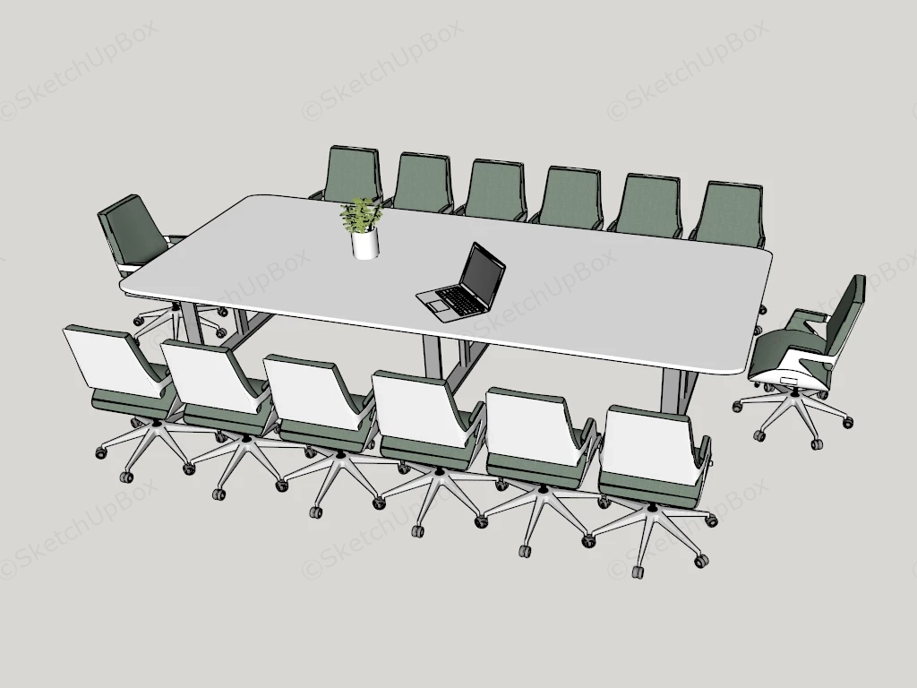 Conference Table And Chairs Set sketchup model preview - SketchupBox
