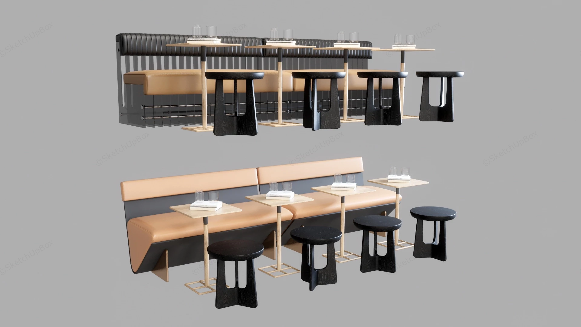Coffee Shop Booth Seating sketchup model preview - SketchupBox