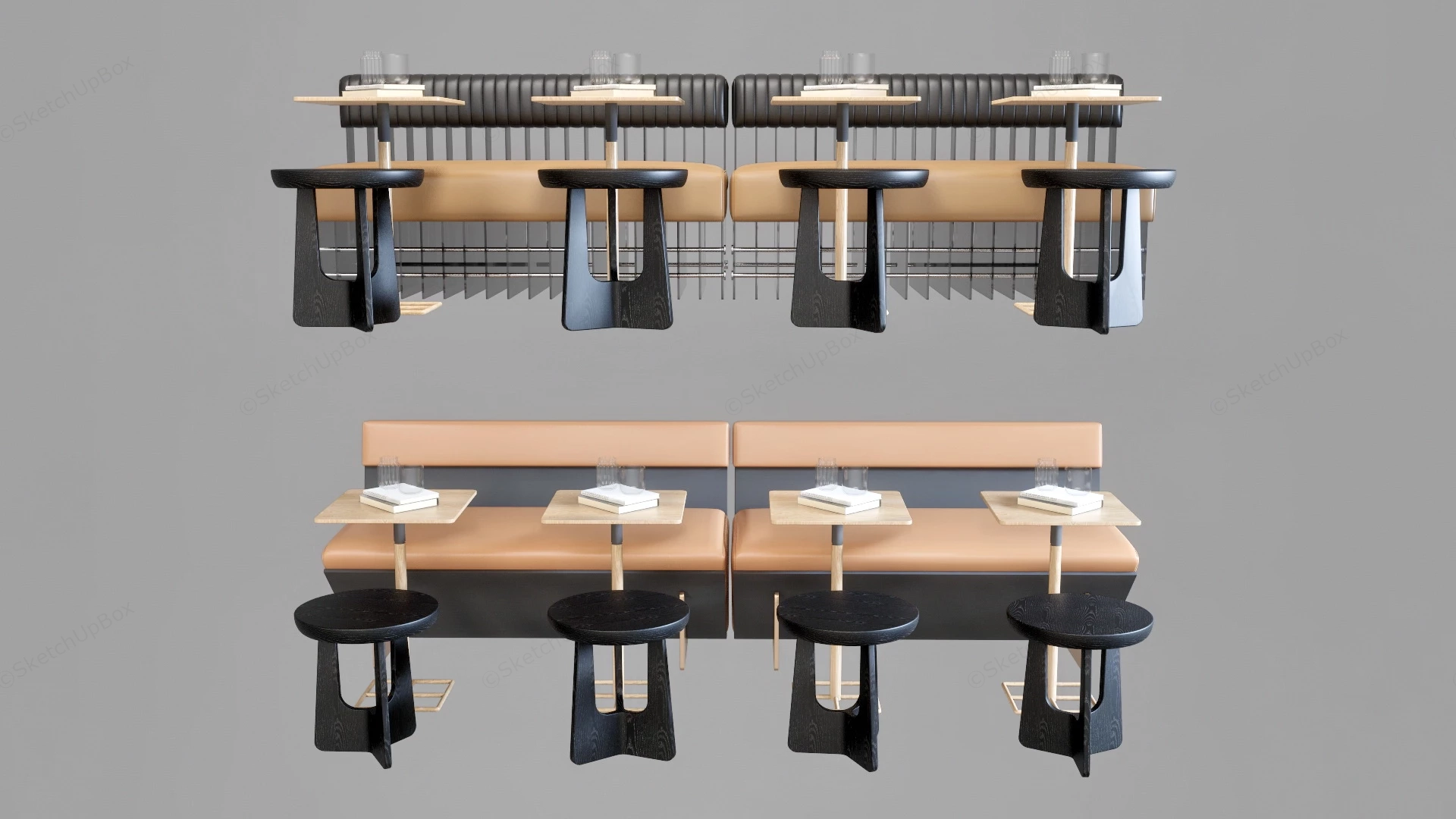 Coffee Shop Booth Seating sketchup model preview - SketchupBox