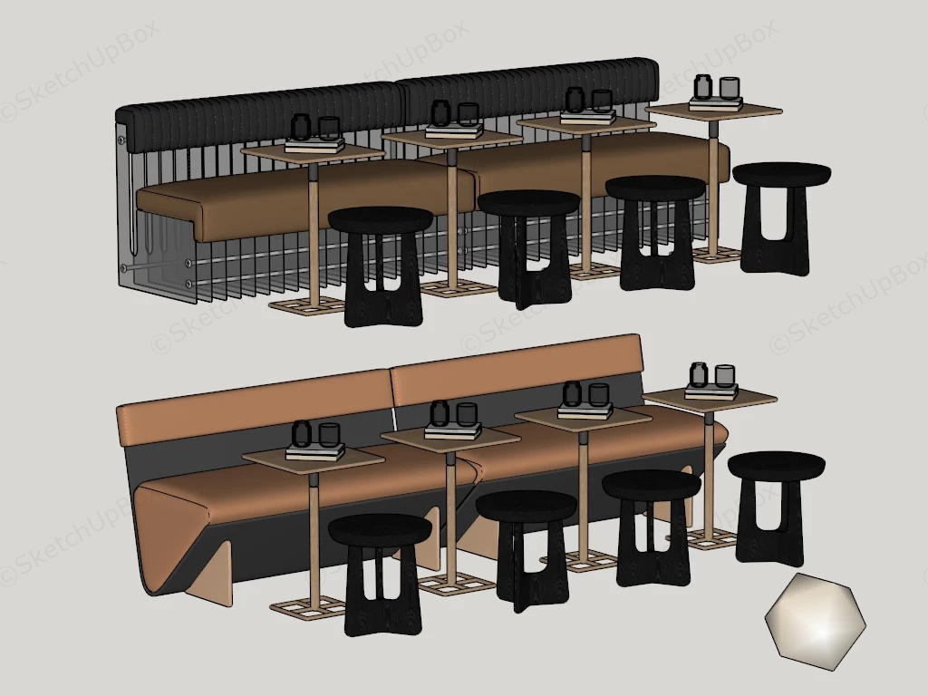 Coffee Shop Booth Seating sketchup model preview - SketchupBox