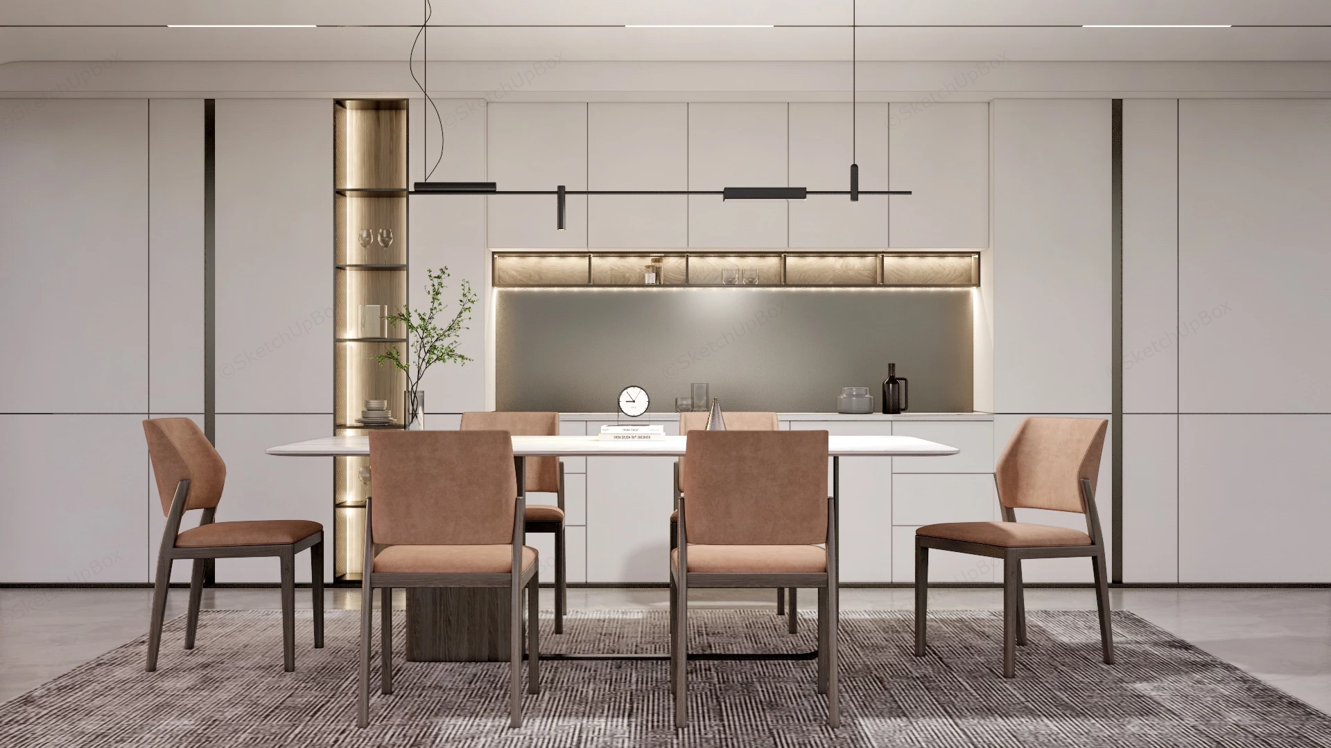 Modern And Aesthetic Dining Room sketchup model preview - SketchupBox