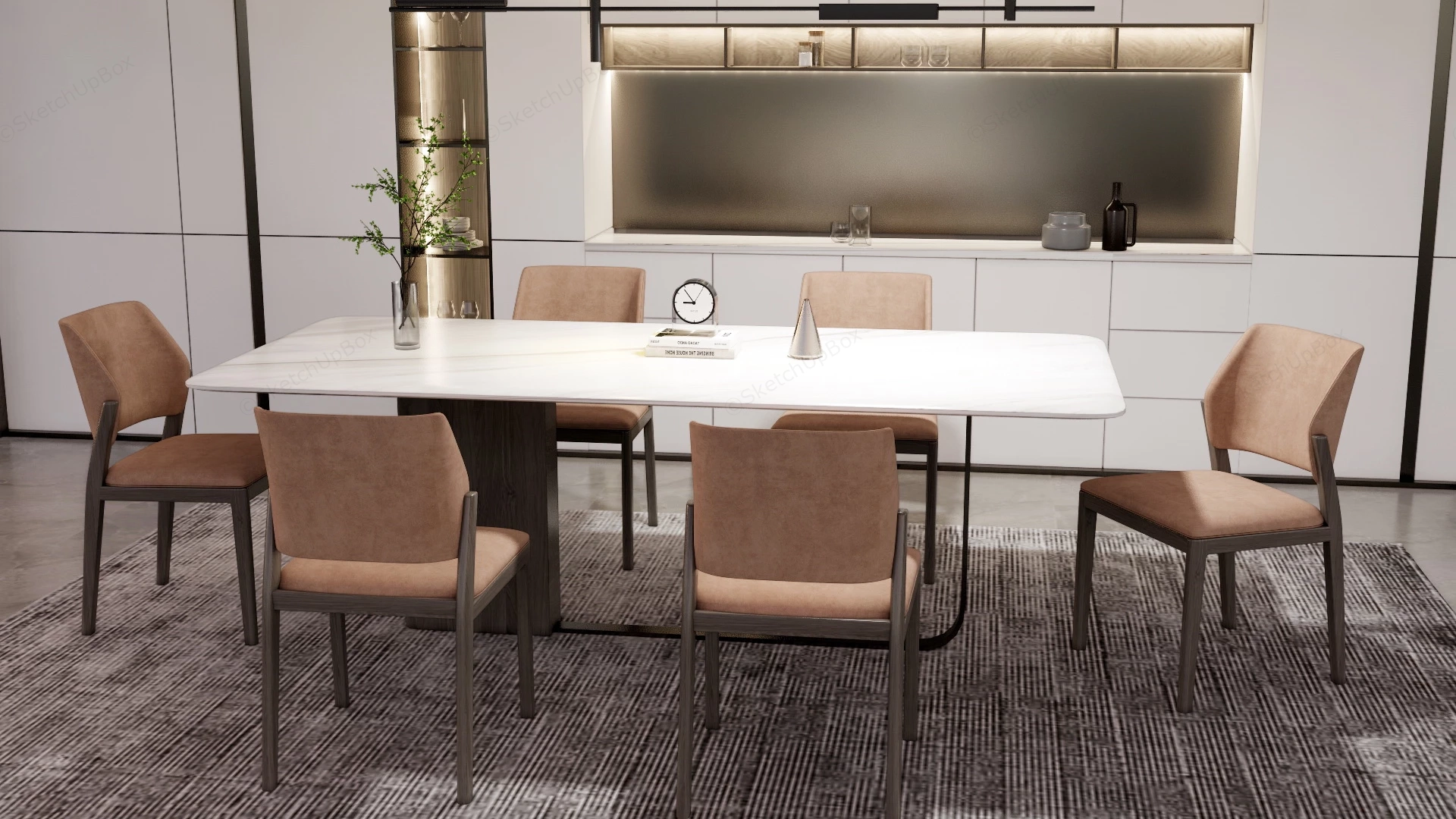 Modern And Aesthetic Dining Room sketchup model preview - SketchupBox