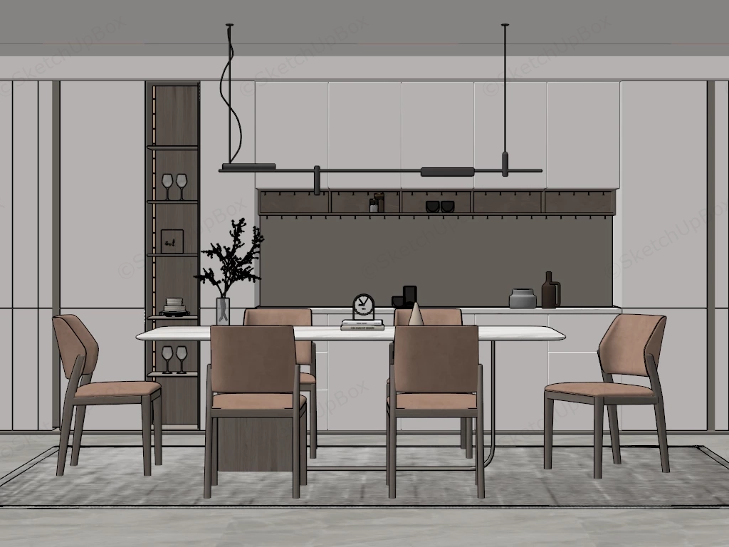 Modern And Aesthetic Dining Room sketchup model preview - SketchupBox