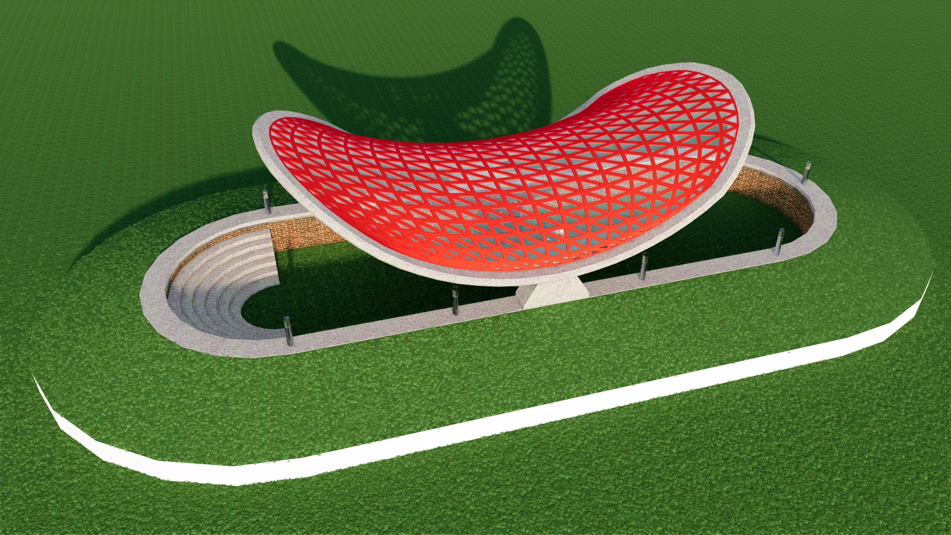 Double Curved Pavilion sketchup model preview - SketchupBox