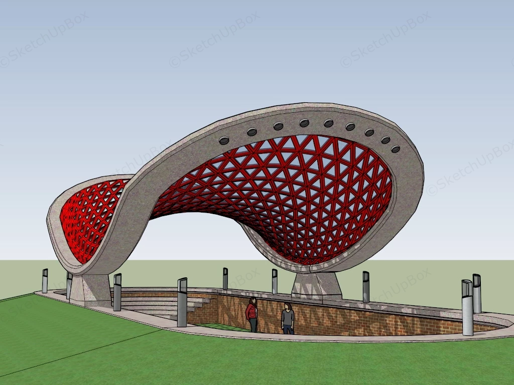 Double Curved Pavilion sketchup model preview - SketchupBox