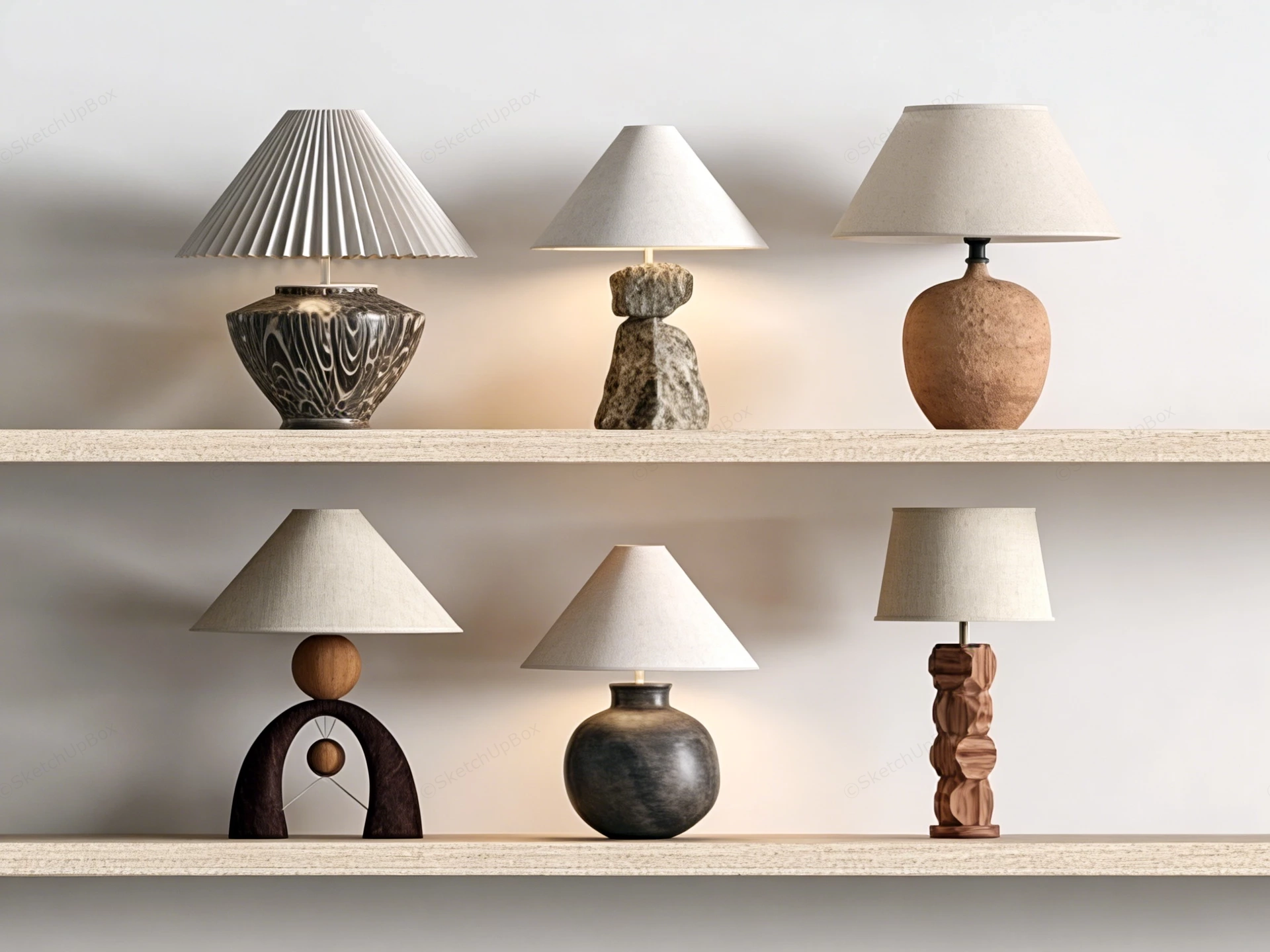 Wabi Sabi Style Table Lamps sketchup model preview - SketchupBox