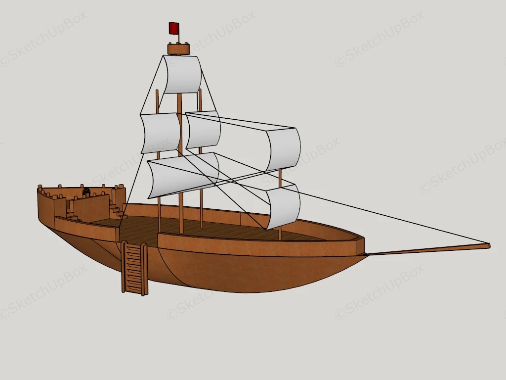 Wooden Sailing Ship sketchup model preview - SketchupBox