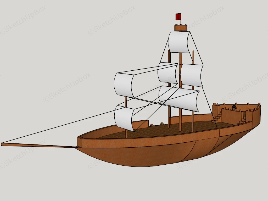 Wooden Sailing Ship sketchup model preview - SketchupBox