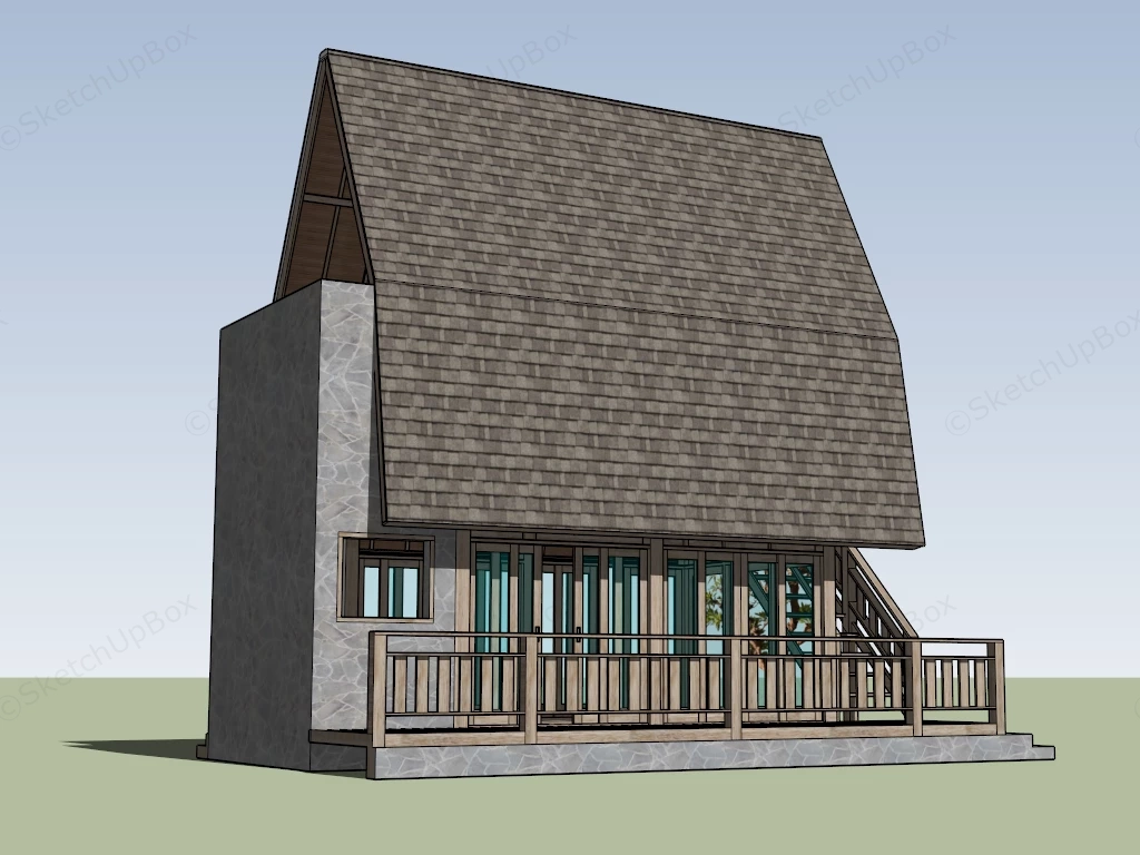 Narrow Wooden House sketchup model preview - SketchupBox