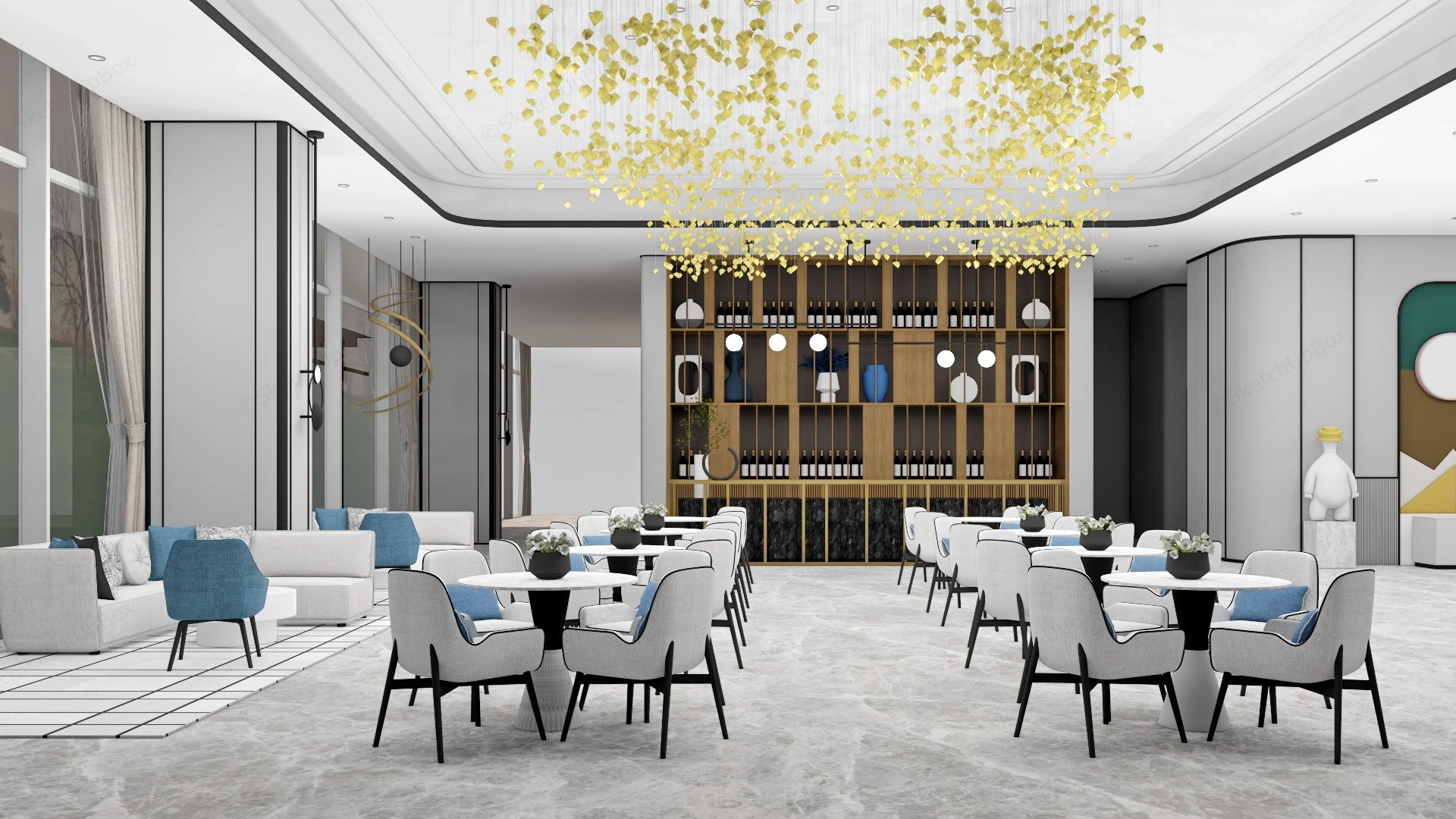 Hotel Executive Club Lounge sketchup model preview - SketchupBox