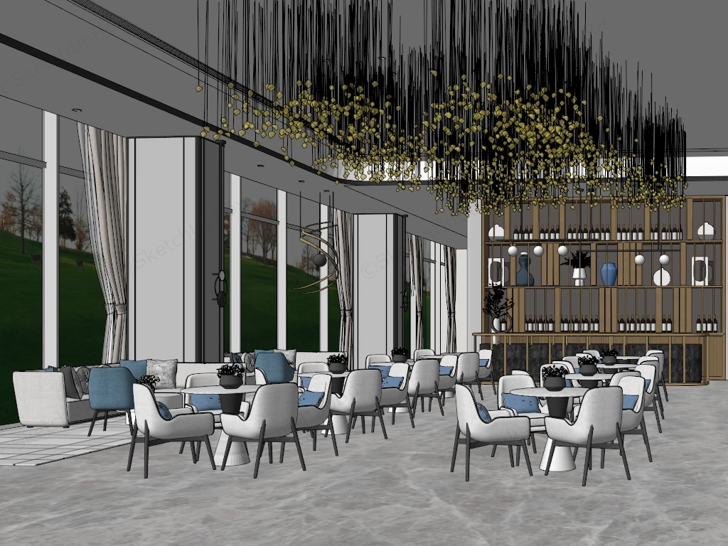 Hotel Executive Club Lounge sketchup model preview - SketchupBox