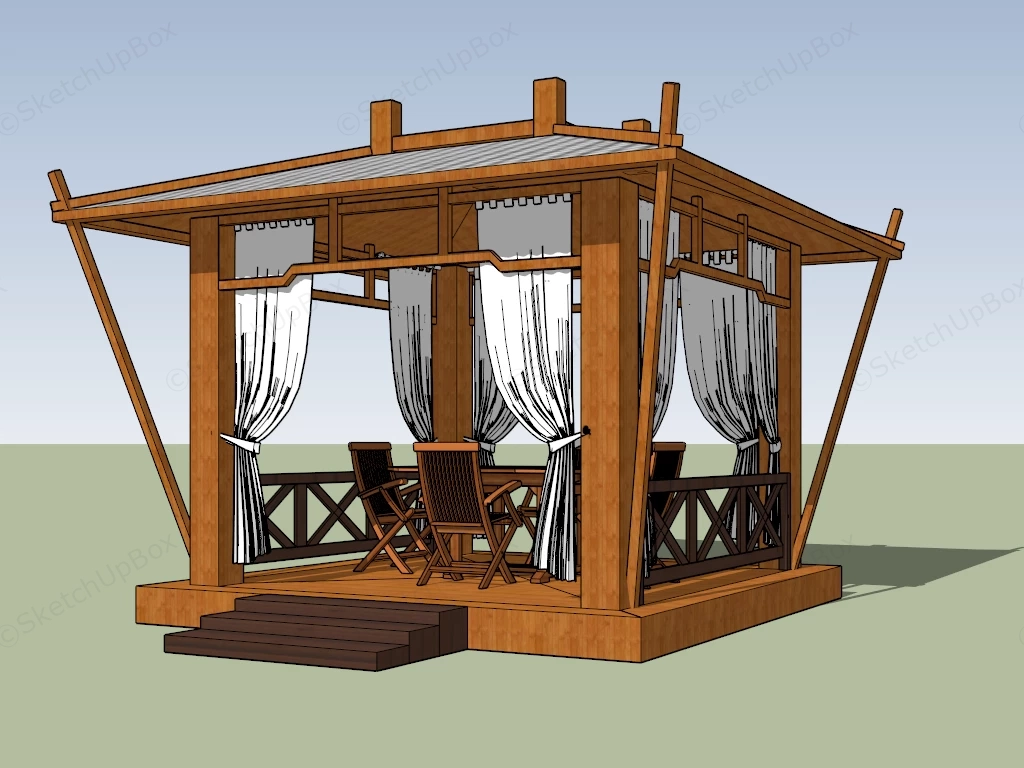 Wooden Gazebo Design sketchup model preview - SketchupBox