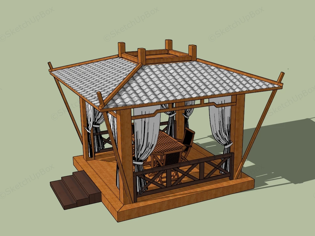 Wooden Gazebo Design sketchup model preview - SketchupBox