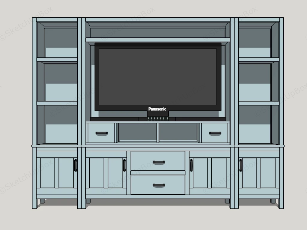 TV Media Storage Unit sketchup model preview - SketchupBox
