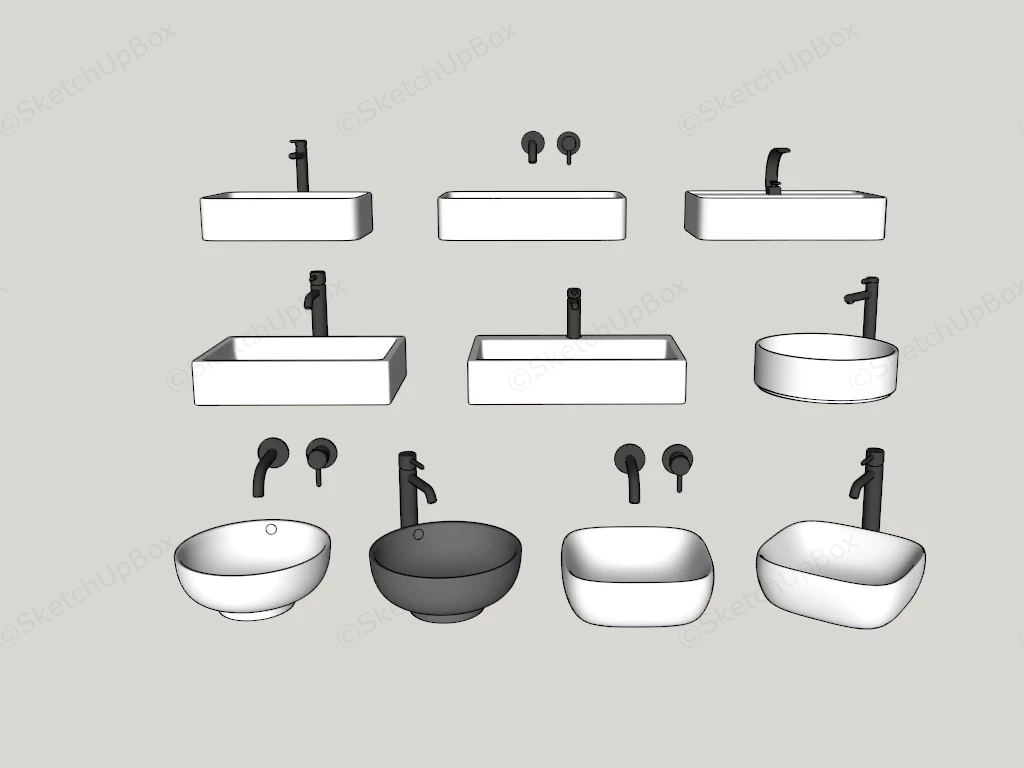 Wash Basin Sinks sketchup model preview - SketchupBox