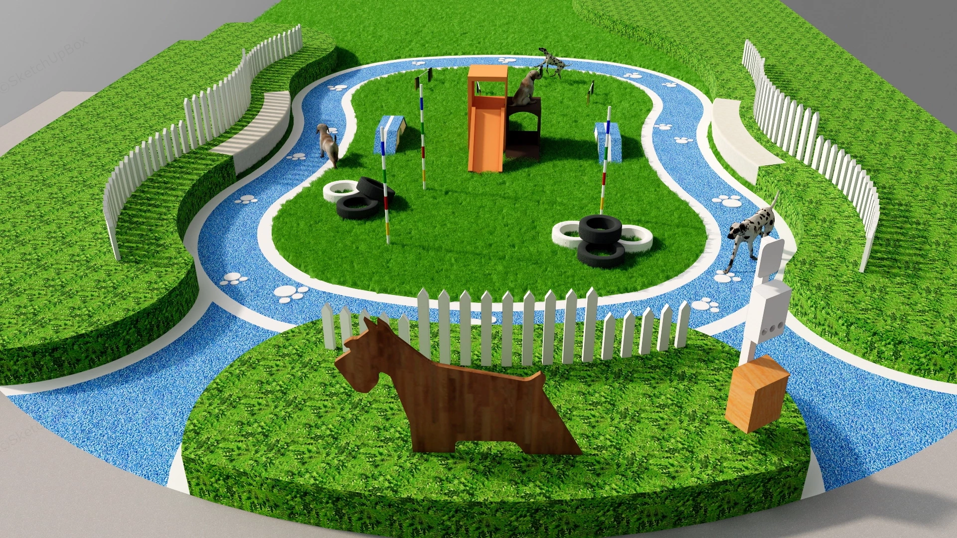 2 Dog Park Layout sketchup model preview - SketchupBox