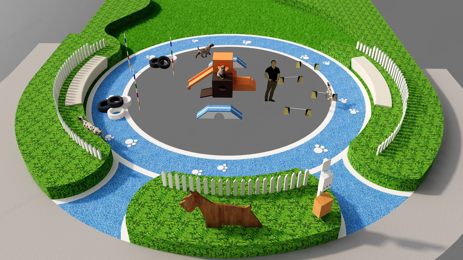 2 Dog Park Layout sketchup model preview - SketchupBox