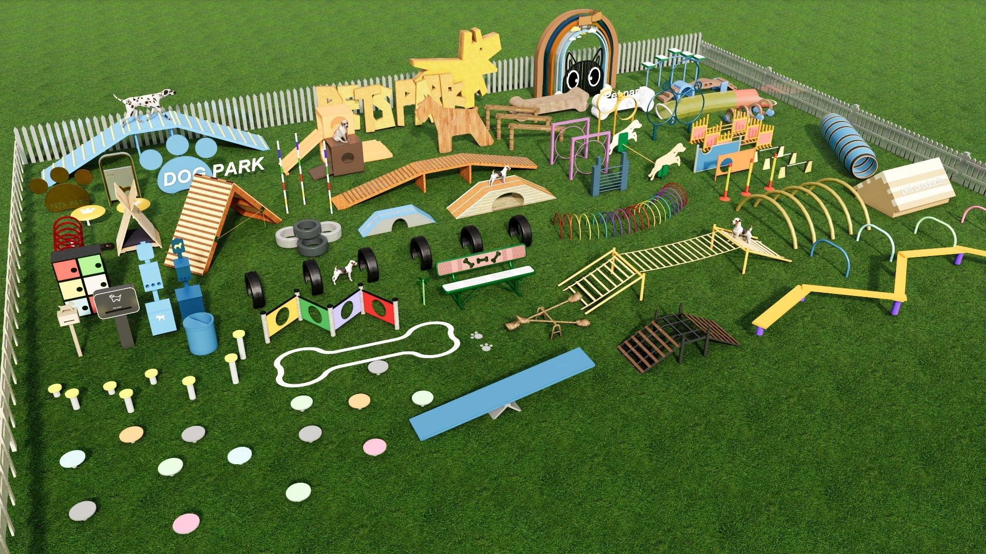 Outdoor Dog Park Equipment sketchup model preview - SketchupBox