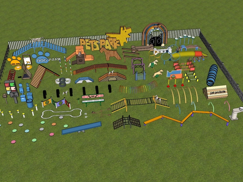 Outdoor Dog Park Equipment sketchup model preview - SketchupBox
