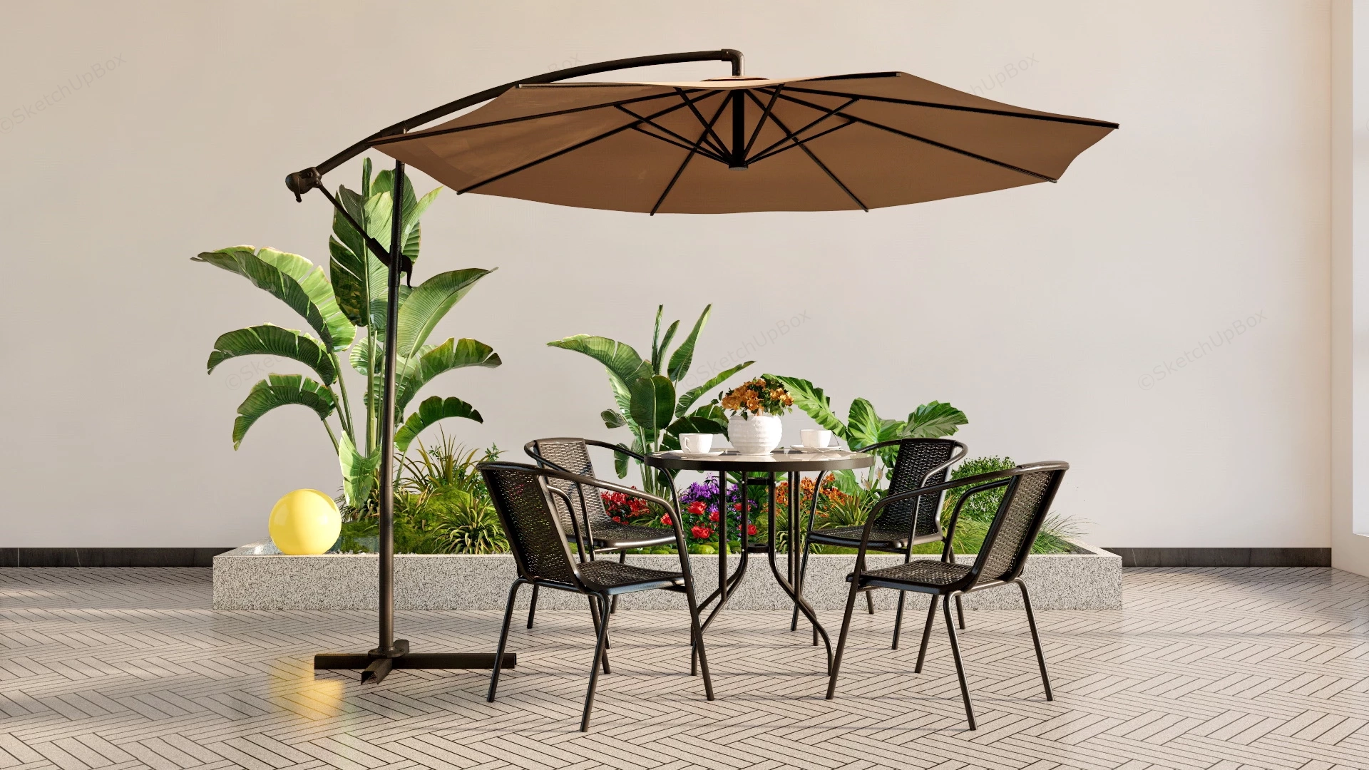 Metal Patio Dining Set With Umbrella sketchup model preview - SketchupBox