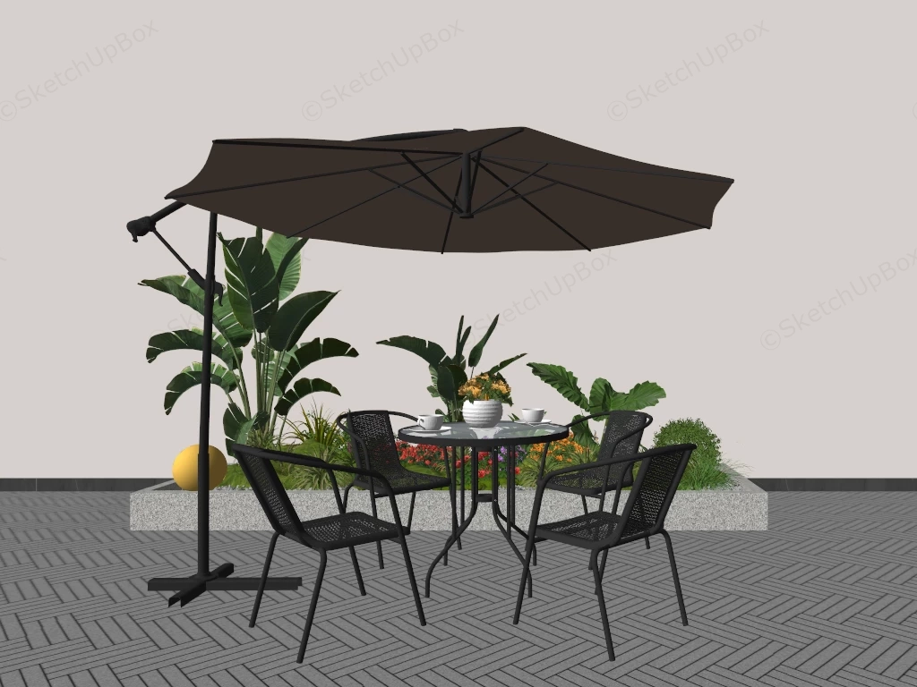 Metal Patio Dining Set With Umbrella sketchup model preview - SketchupBox