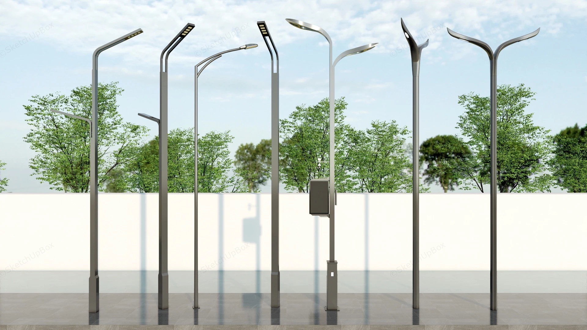 Modern Light Poles sketchup model preview - SketchupBox