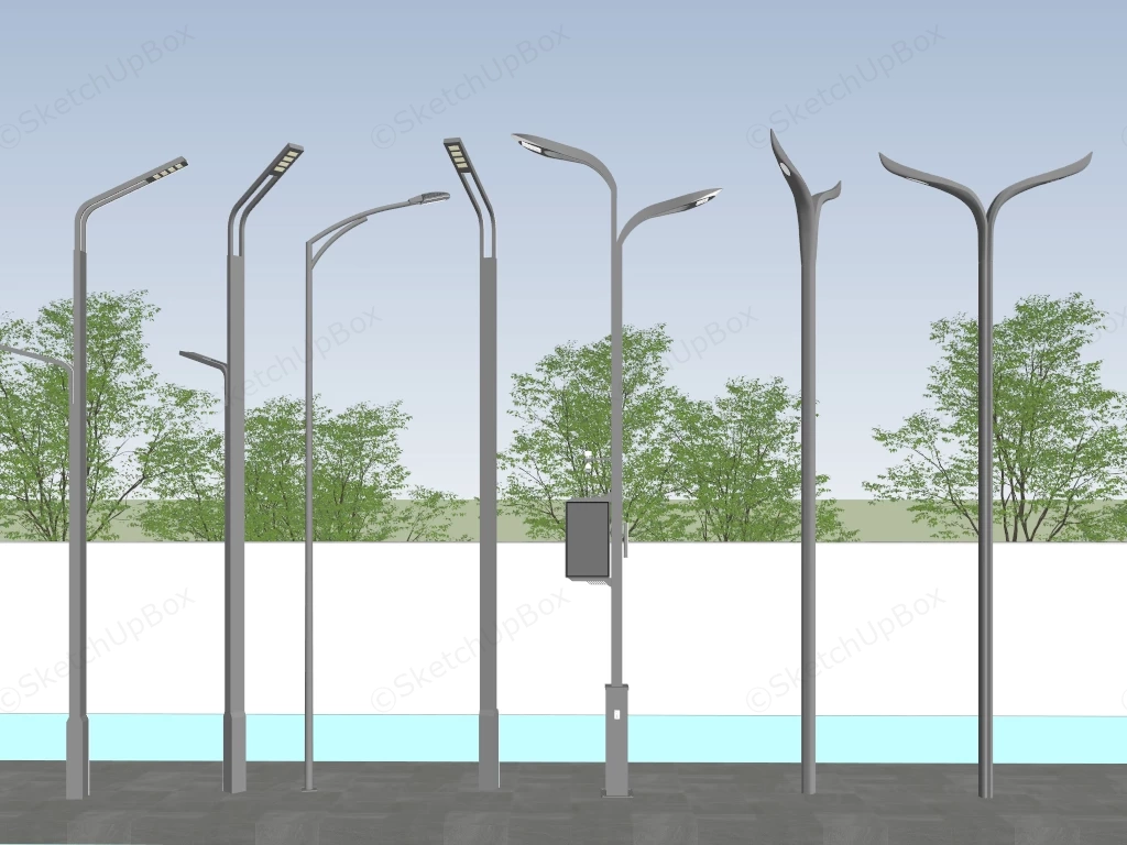 Modern Light Poles sketchup model preview - SketchupBox