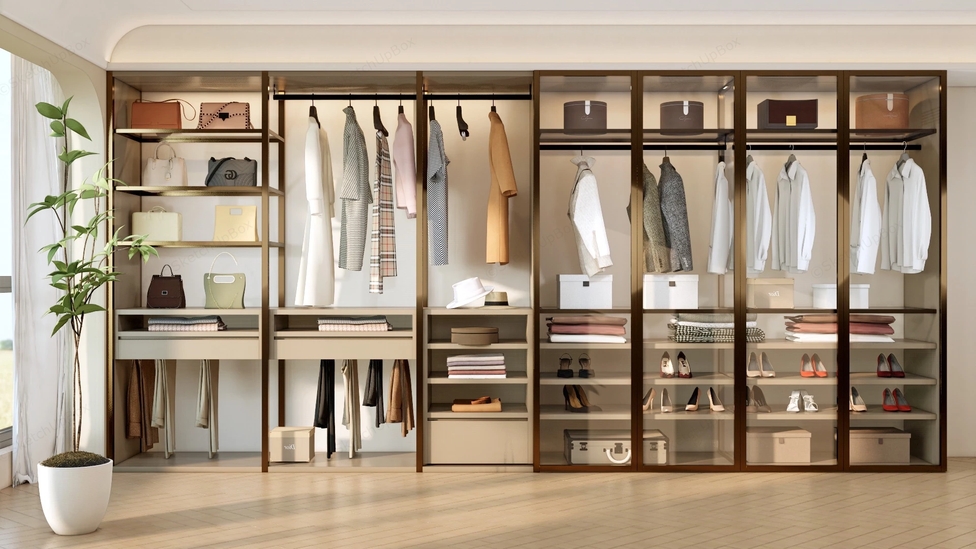 Modern Glass Door Wardrobe Designs sketchup model preview - SketchupBox